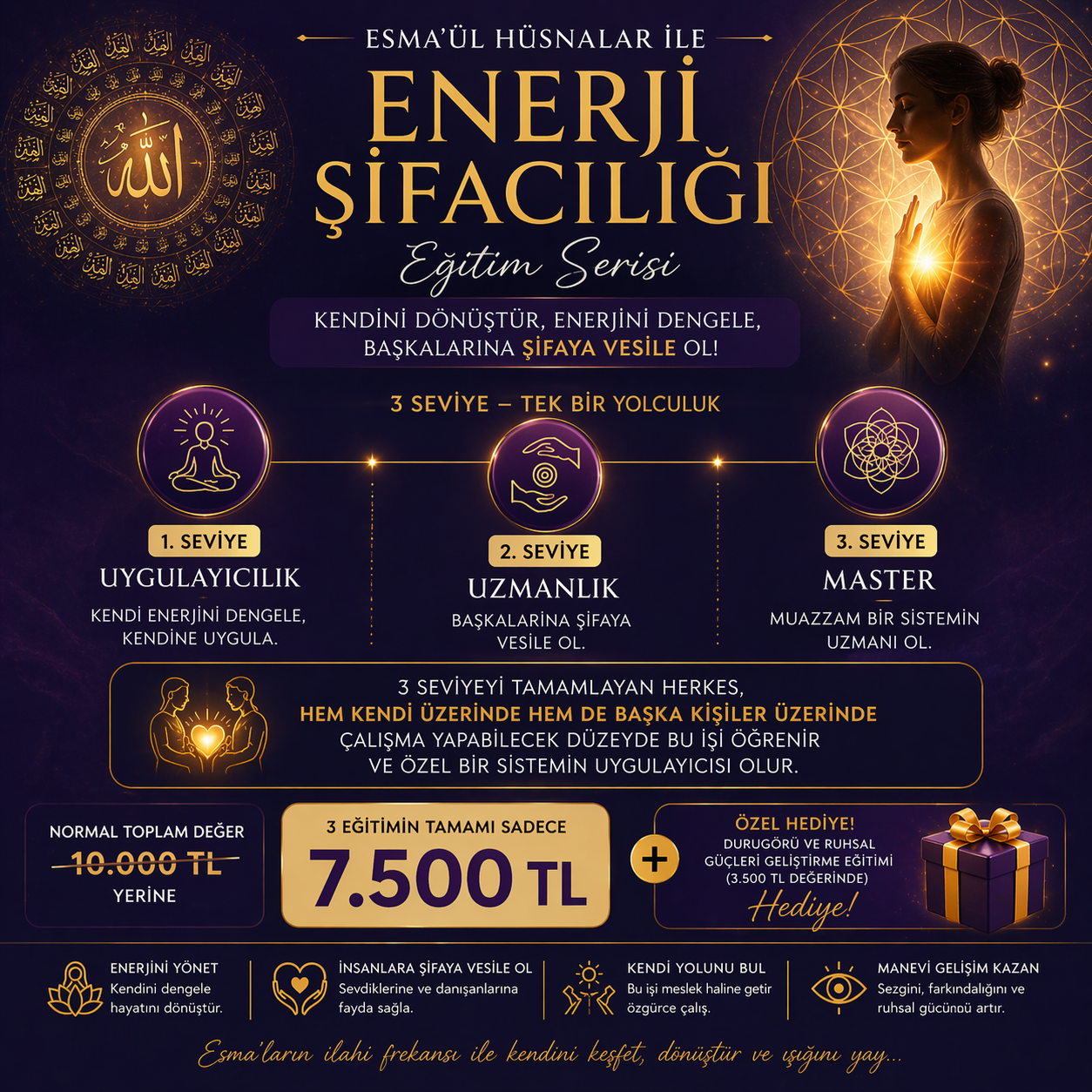 ESMA’ÜL HÜSNALAR İLE ENERJİ ŞİFACILIĞI EĞİTİM SERİSİ